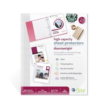 C-Line Products 8-1/2" x 11" Clear High Capacity Heavyweight Poly Sheet Protectors, 25/BX 62020