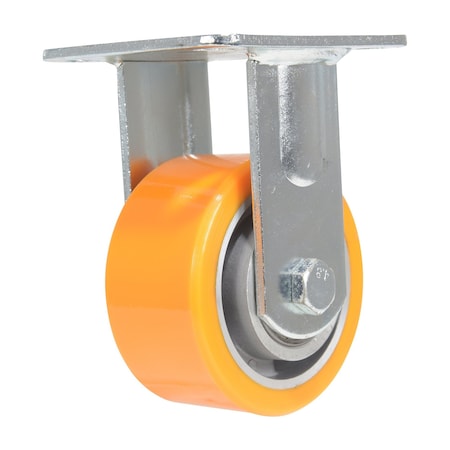 Vestil Polyurethane Rigid Caster 4 In. Diameter x 2 In. Width 660 Lb. Capacity Orange/Gray CST-VE-4X2PUA-R
