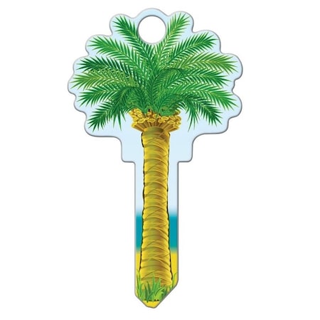 Lucky Line Key Shapes Series Key Blank, Palm Tree, Brass, Enamel-Coated, For: Kwikset Locks B112K