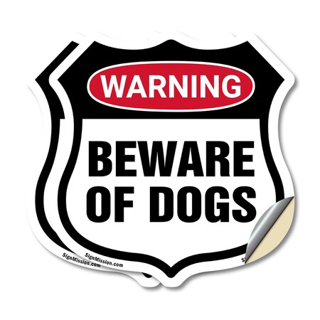 Signmission Dog Warning Shield Sign Beware Of Dogs, 4 inch X 4 inch, Vinyl Decal, 2PK SHI-D-2PACK-4-376