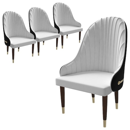 Leisuremod Elara Collection Wooden Dining Chair in Black/White, 4PK EC59BLFW4