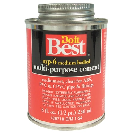 Do It Best 8 Oz. Medium Bodied Clear Multi Purpose Solvent Cement 18017-24