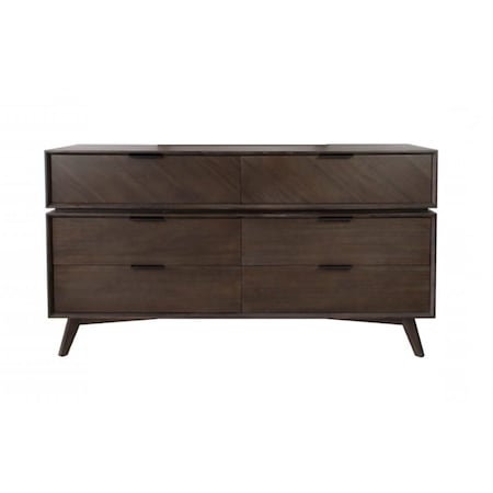 Homeroots 65" Acacia Solid Wood Six Drawer Double Dresser 473104