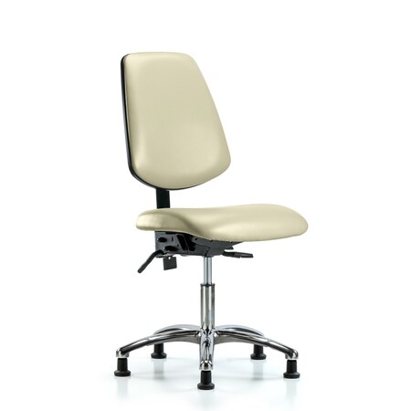 Blue Ridge Ergonomics Desk Chair Desk Chair, Vinyl, Med, Bk, Chrm, Glides, Wht, No Arms, 18" to 23" Height, Vinyl, Adobe White BR-VDHCH-MB-CR-T0-A0-RG-8501