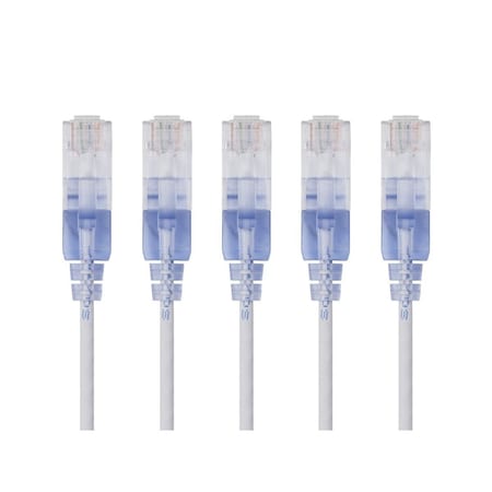 Monoprice Slim Cat6A Patch Cable, 5 Pack, 10 ft.Whit 15144