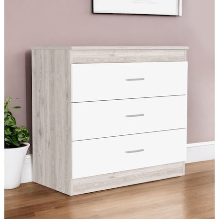 Homeroots 32" White and Gray Three Drawer Dresser 544036