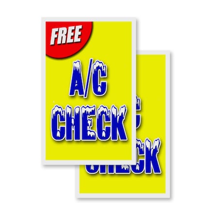 Signmission Free Ac Check, Vinyl Decals Only 24 Inch x 36 Inch, Vinyl Decal, 2PK DSB-2436-2PACK-Free Ac Check