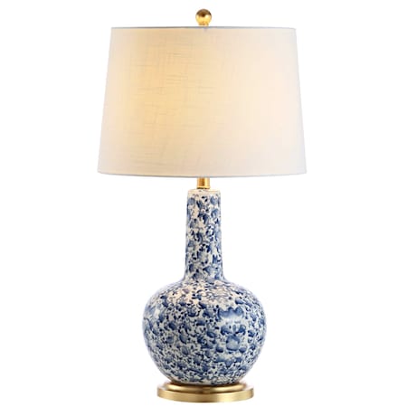 Jonathan Y Chinois 30" Ceramic/Iron Classic Cottage LED Table Lamp, Blue/White JYL5051A