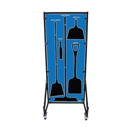 5S Supplies Housekeeping Shadow Board Broom Station V17, Blue, BO, No Text HSB-V17-BLUE-BO-NO TEXT