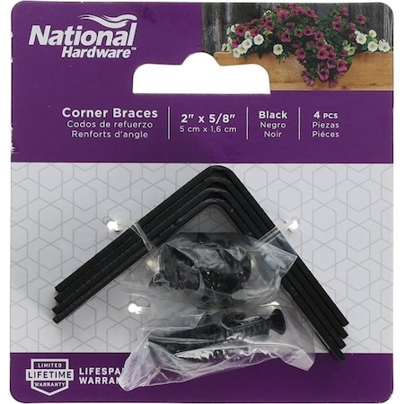 National Hardware CORNER BRACE STL BLACK 2X5/8IN, 4PK N275-703