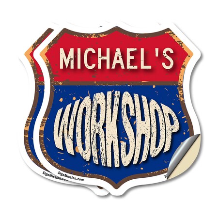 Signmission Michael's Workshop, 6 inch X 6 inch, Vinyl Decal, 2PK SHI-D-2PACK-6-489-MICHAEL