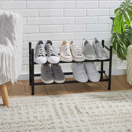 Organize It All 2 Tier Expandable Shoe Rack in Black 23552-BLACK