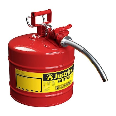 Justrite TYPE II SAFETYCAN, Steel, Red, HoseOD1in 7250130