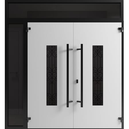 Vdomdoors Front Exterior Prehung Aluminum Double Doors Ronex1205 Bronze Oak Mirrored Clear Glass 1 Sidelight RONEX1205DEXD-OAK-W72+16xH80+14-LH-O