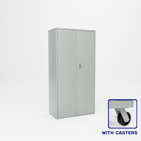 Pucel Heavy Duty Storage Cabinet with Casters, 36 in W x 78 in H x 19 in D, 4 Adjustable Shelves, Red HDSC-3672-19-4C