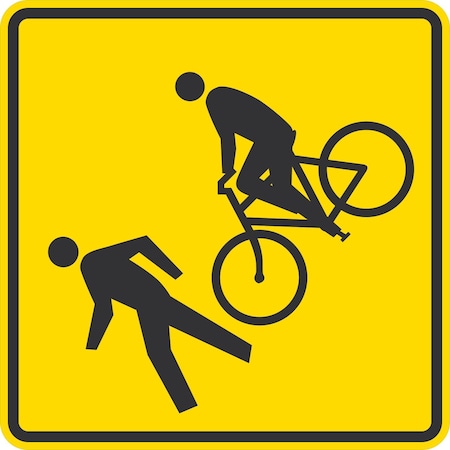 Lyle Pedestrian And Bike Crossing Graphic, 36x36, High Intensity Prismatic, Yellow G-16242-HI_36x36