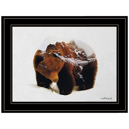 Homeroots Bear in the Mountains 2 Black Framed Print Wall Art 405095