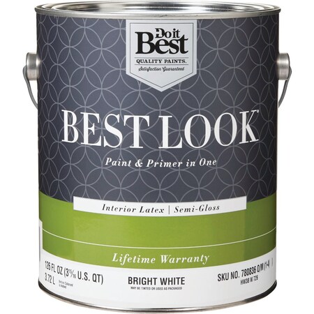 Do It Best Best Look Latex Premium Paint & Primer In One Semi-Gloss Interior Wall Paint Bright Wht 1 Gal. HW38W0726-16