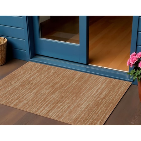 Homeroots 3' X 5' Rust And Beige Abstract Indoor Outdoor Area Rug 572343