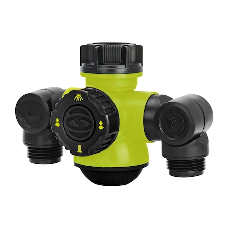 Snow Joe Aqua Joe PRO Multi-Function Outdoor Faucet and Dual Garden Hose Tap, Green SJI-MFGA2-SJG