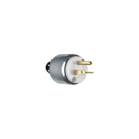 Pass & Seymour Armored Plug, 2 -Pole, 20 A, 250 V, NEMA: NEMA 6-20P, White PS620PACC20