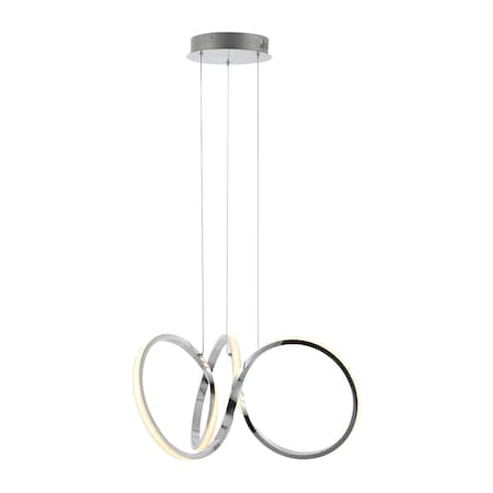 Jonathan Y Helix 24" 1-Light Contemporary Minimalist Aluminum Ribbon Integrated LED Pendant, Chrome/Silver JYL1702A