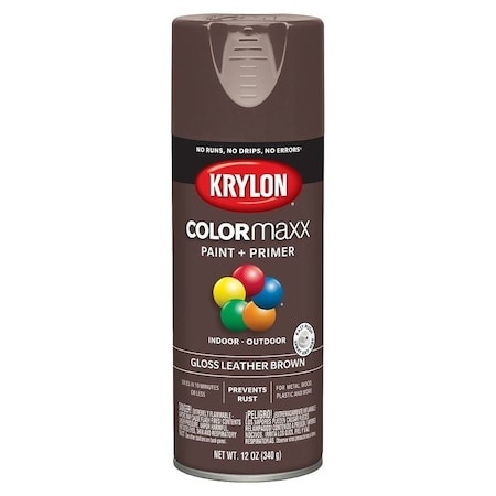 Krylon Enamel Spray Paint, Gloss, Leather Brown, 12 oz, Can K05527007