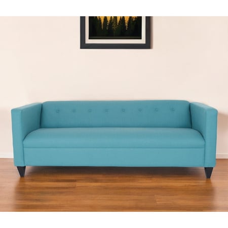 Homeroots 80" Teal Blue Polyester Sofa With Black Legs 530483