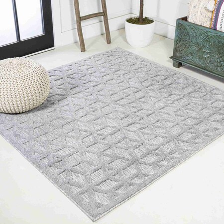 Jonathan Y Talaia Neutral Geometric Light Gray 5 ft Square Indoor/Outdoor Area Rug IBZ102C-5SQ
