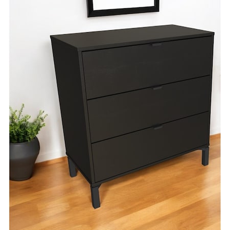 Homeroots 30" Black Three Drawer Dresser 533812