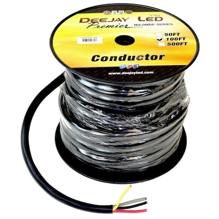 Deejay Led 100-Foot 4-Conductor 10 Gauge Stranded Cable w/Single Black Jacket ideal for speakers and power TBH104C100