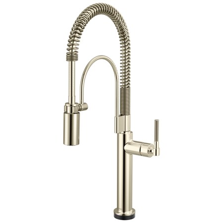 Brizo Litze SmartTouch Semi-Professional Kitchen Faucet, Knurled Handle Polished Nickel 64343LF-PN