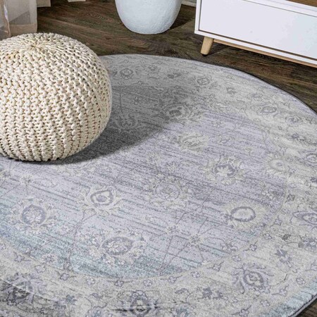 Jonathan Y Modern Persian Vintage Moroccan Traditional Light Gray 5 ft Round Area Rug MDP101B-5R