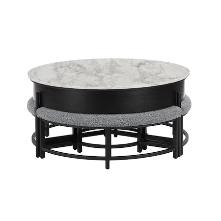Global Furniture Usa Contemporary T42 Black Coffee Table With 3 Stools T42CT+3 STOOLS-BLK