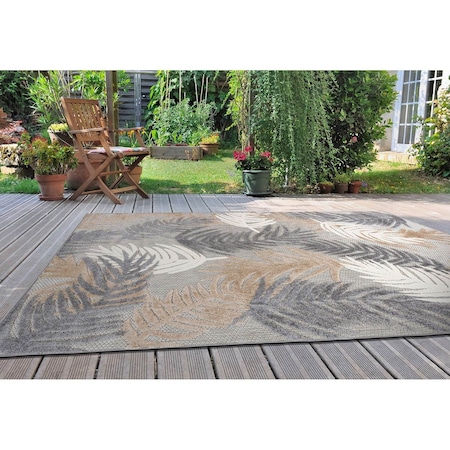 World Rug Gallery Vicenza Tropical Floral Indoor/Outdoor Area Rug 4 ft x 6 ft Beige 8011BEIGE4X6
