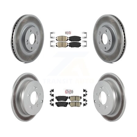 Transit Auto Front Rear Ceramic Pads And Coated Disc Brake Rotors Kit For 2006-2009 Hyundai Azera KGA-102824