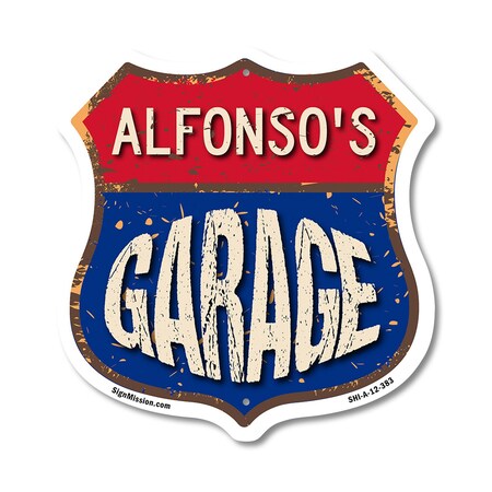Signmission Alfonso's Garage, 12 Inch X 12 Inch, Aluminum Metal Sign SHI-A-12-383-ALFONSO