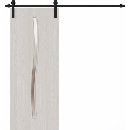 Sartodoors Modern Barn Door 36 x 84 inches, BASIC 3002 Ash Franko, 6.6FT Rail Track Heavy Hardware Set, Soli BASIC3002BD-B-YAFR-3684