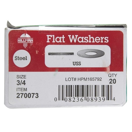 Hillman Zinc-Plated Steel 3/4 in. USS Flat Washer, 20PK 7270073