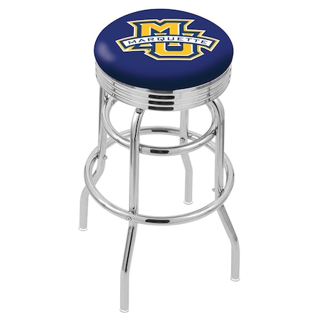 Holland Bar Stool Co 25" Chrome 2-Ring Marquette Swivel Bar Stool, Accent Ring L7C3C25Mrqtte