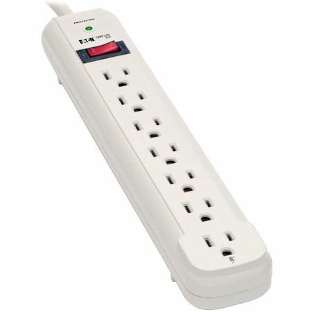 Tripp Lite Outlet Strip, Surge, 7 5-15R, 5-15P, 25 ft., Light Gray TLP725