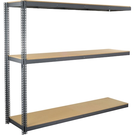 Global Industrial 3 Shelf, Standard Duty Boltless Shelving, Add On, 96"W x 24"D x 96"H, Wood Deck B3152976