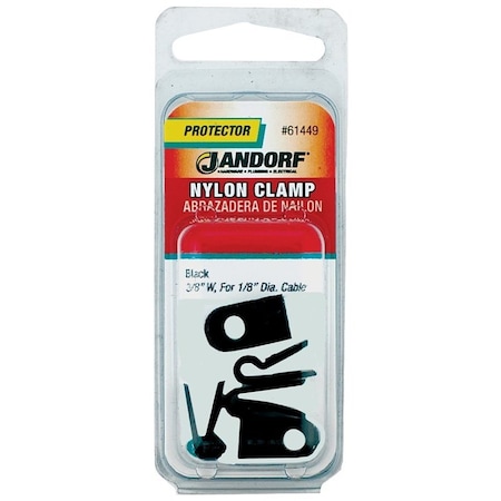 Jandorf Cable Clamp, 1/8 in Max Bundle Dia, 3/8 in W, Nylon, Black 61449
