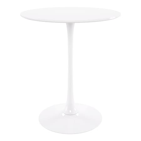 Homeroots 36" White Rounded Manufactured Wood and Metal Bar Table 521333