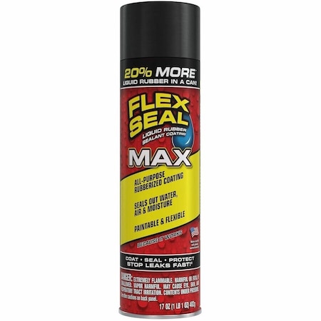 Flex Seal Flex Seal MAX Black-17 oz spray, 17 oz, Black, Rubber Base, Flex Seal FSMAXBLK24