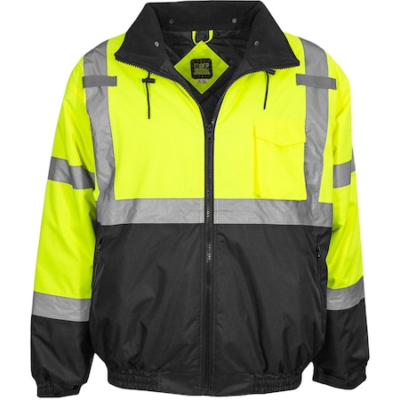 Reflective Apparel ANSI Type R Class 3 Waterproof Bomber Jacket with Quilted Fleece Liner 413GT-LB-MD
