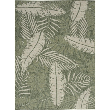 Homeroots 6' X 9' Green And Ivory Palm Leaf Indoor Outdoor Area Rug 550190