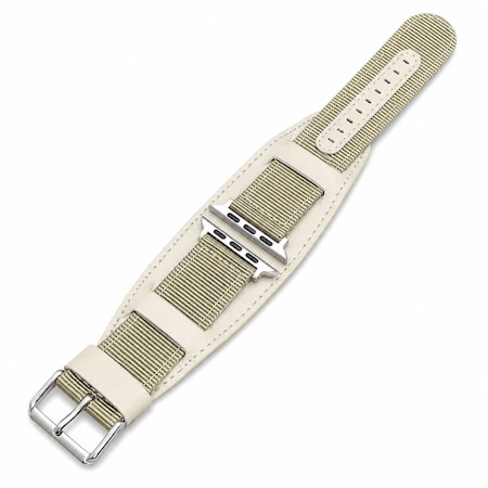 Elegani Canvas Band Compatible with Apple Watch 41mm, Green, Green/Rose Gold/Yellow Gold Buckle NLT-GRN-41