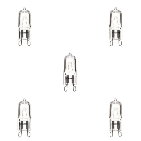 Bulbrite Pack of 5 Halogen T4 Bi-Pin Base G9 Light Bulb, 35 Watt, Clear, 5PK 860827