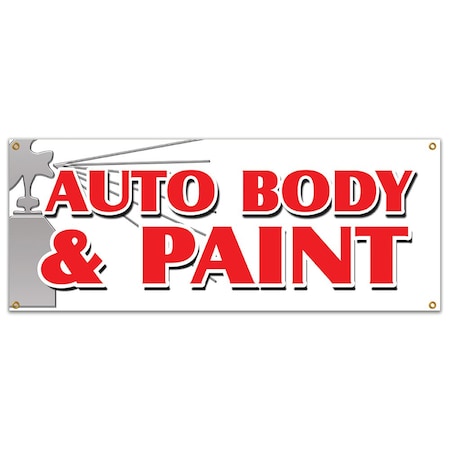 Signmission Auto Body & Paint, 18 Inch x 48 Inch, Banner B-Auto Body & Paint